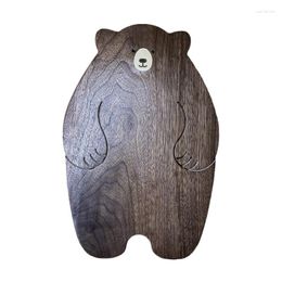 Plates Bear Wooden Dinner Plate Japanese Cute Ins Creative Personality Pendulum Props Black Walnut Tray Handmade Wholesale 20 30 2Cm