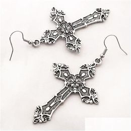 Charm 20Pair Cross Charms Dangle Drop Earrings Necklace Women Baroque Goth Gothic Vintage Fashion Statement Metal Jewellery Accessories Dh4Hy