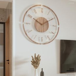 Wall Clocks Solid Wood Clock Nordic Creative Round Silent Large Modern Decoration For Home Living Room