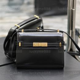 10A Mirror Quality Designers Mini Manhattan Shoulder Bag 19cm Womens Real Leather Envelope Purse Baguette Handbag Black Flap Purse Crossbody Shoulder Strap Box Bag