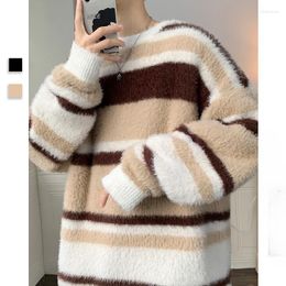 Men's Sweaters Men Striped Casual Knitted Sweater Korean Autumn Pullover Tops Male O-Neck Long Sleeve Oversize Fashions A51