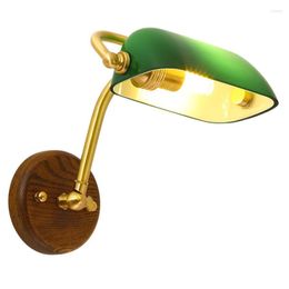 Wall Lamp Vintage Green Lampshade Bronze Lamps Bedroom Study Industrial Aisle Retro Bedside Mirror Front Bank Sconces Lights Lighting