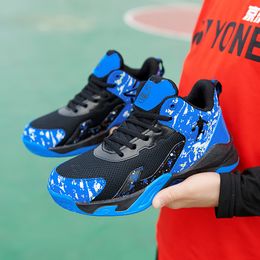 Brand New Kids Basketball Shoes Boys High Top Sneakers Design Blue Children's Sports Shoes Non Slip Basket Trainer Shoes Kid