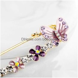 Pins Brooches Update Crystal Butterfly Brooch Pin Lapel Flower Diamond Cor Shawl Buckle Scarf For Women Fashion Jewellery Drop Delivery Dh4N9