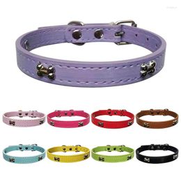 Dog Collars Collar Puppy Leather Neckcollar With Bone Decoration Soft Adjustable Durable Necklaces Small Medium Accessories