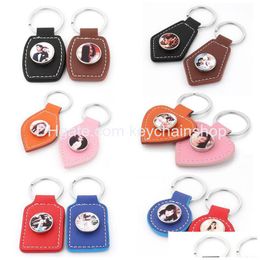 Key Rings Party Favor Creative Snap Leather Diy Keychain Sublimation Blank Metal Keyring Gift Souvenir Drop Delivery Jewelry Dhagw