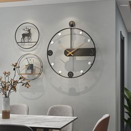 Wall Clocks Modern Simple Digital Clock Home Decorative Hanging For Living Room Spanish Iron Fashion Restaurant Ideas