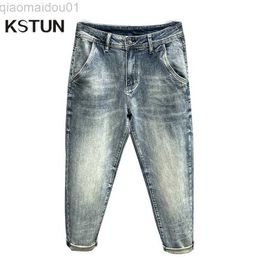 Men's Jeans Baggy Jeans Men Harem Pants Wide Leg Light Blue Stretch Style Streetwear Washed Denim Trousers For Man Hip Hop Male Clothes Kpop L230724