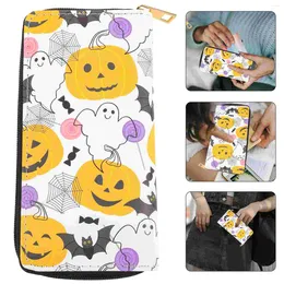 Bow Ties Halloween Pumpkin Wallet Women Small Purse Zipper For Girl