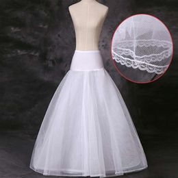 In Stock Petticoats Cheap 2020 Crinoline White A Line Bridal Underskirt Slip No Hoops Full Length Petticoat for Evening Prom Weddi307I