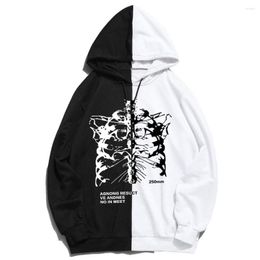 Men's Hoodies Skull Color Contrast Hoodie Y2K Vintage Fashion Coat Long Sleeve Hip Hop Zip Up Casual Loose Sweatshirt Streetwear