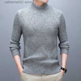 Men's Sweaters Stylish Solid Colour Stand Collar Loose All-match Knitted Sweater Men Clothing 2022 Autumn New Casual Pullovers Warm Korean Tops T230725