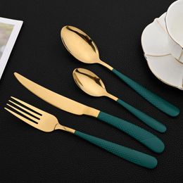 Flatware Sets 24Pcs Cutlery Stainless Steel Set Steak Knife Fork Teaspoon Tableware Mirror Dinnerware Kitchen Dinner Silverware