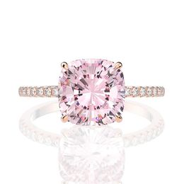 18k Rose Gold Pink Sapphire Diamond Ring 925 Sterling Silver Party Wedding Band Rings For Women Fine Jewelry244k