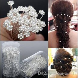 Wedding Accessories Bridal Jewellery Bridal Pearl Hairpins Flower Crystal Pearl Rhinestone Hair Pins Clips Bridesmaid Women Hair Jew267I