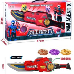 Transformation toys Robots Mini Force Transformation Weapon MiniForce X Agent Multi Mode Sound and Light Transforming Battle Axe Sword GunToy for Children 230721