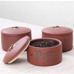 Purple Clay Kitchen Cans For Spices Storage Tea Packaging Box Dried Nuts Caddy Tank Retro Ceramic Tea Canister Sealed Jar Pots Cre262f