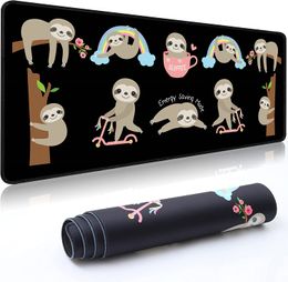 Sloths Desk Mat Large Mouse Pad XXL Extended Gaming Mouse Pad Mat with Non-Slip Base Stitched Eges Mousepad for Computer Laptop