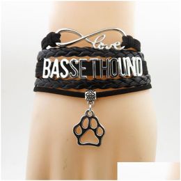 Charm Bracelets Infinity Basset Hound Bracelet Dog Gift Pet Paw Bangles For Women And Man Drop Delivery Jewellery Dhthq