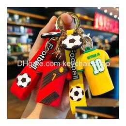 Key Rings 3D Player Football Clothes Shape Keychain Wholesale Custom Figure Shaped Cartoon Logo For Souvenir Gift Drop Delivery Jewelr Dh56U