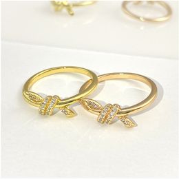 Knot ring trend personality knot cross bow set diamond Valentine's Day all-match titanium steel pair ring plating