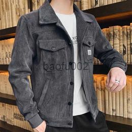 Men's Jackets Men Coats 2022 Spring Korean Fashion Slim Lapel Jackets Street Style Solid Single-breasted Corduroy Jackets Coats J230724