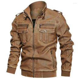 Men's Jackets Windbreaker-coats Bomber Jacket Men PU Leather Autumn Casual Motorcycle Vintage Coat Clothing