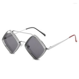 Sunglasses Metal Diamond Double Bridge Unisex UV Protection Fashion Trend Glasses