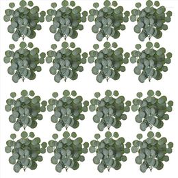 Decorative Flowers 200 Pieces Artificial Eucalyptus Leaves Stems Faux Greenery Fall With Fake Filler