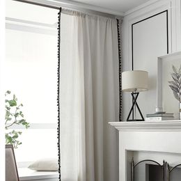 Curtain Semi-blackout Curtains Living Room Bedroom Kitchen Bay Window Decorative Japanese Style Solid Colour Cotton Linen Fabric