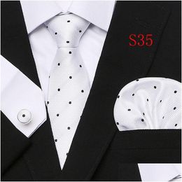 Neck Tie Set Fashion Business Black Floral Paisley Polyester Mens Strip Ties For Men Formal Luxury Wedding Neckties Drop Delivery Ac Dhj36