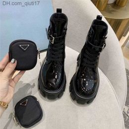 Boots Designers Women Boots High Quality Letter Printing Chunky Heel Shoes Matte Bright Leather Classic Style Boots Small Pocket Ship With Box 35-40 Z230724