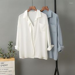 Women's Blouses Minimalist Loose White Shirts For Women Turn-down Collar Solid Female Tops 2023 Spring Summer Streetwear Stylish