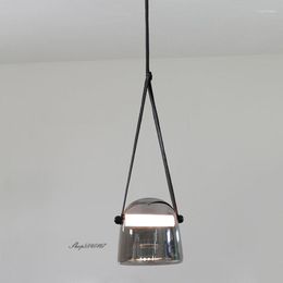 Pendant Lamps Nordic Smoky Grey Led Lights Belt Suspension Dining Room Lamp Simple Glass Chandelier Lighting Living Home Decor