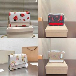 Sell COABAG Leather Shoulder Bag C Print Candy Designer Bag Strawberry Cherry Crossbody Bags Women Trend Flower Beach Purse Handbags Chain Messenger Bag 220423