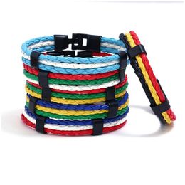 Charm Bracelets Fashion Handmade Woven Male Women Leather Bracelet Men Bangle Wholesale Jewelry Gift Drop Delivery