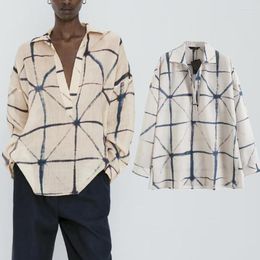 Women's Blouses Elmsk French Vintage Fashion Elegant Linen Geometric Print Shirt Office Ladies Casual Blouse Women Tops