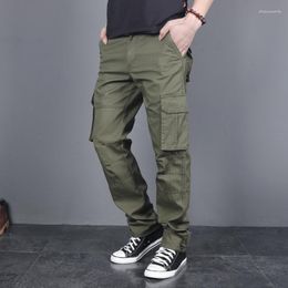 Men's Pants Mens Military Cargo Men Overalls Army Green Grey Cotton Loose Multi-Pockets Straight Fit Casual Trousers Homme