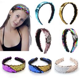 2019 Fashion Mermaid Sequin Headband Sequins 20 colors Hair Hoop Sequin for women Hair Clasps for outdoor colorful party Hair Jewelry JY24
