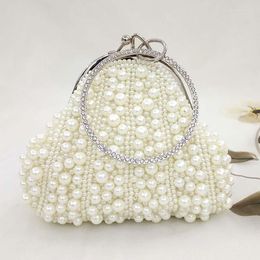 Evening Bags White Plastic Pearl Hobos Ladies Clutch Bag Elegant Pouch Soft Small Handbags Female Wedding Bride Clutches