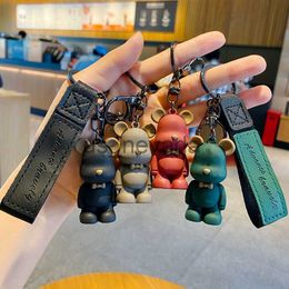 Keychains Lanyards Resin Bow Tie Big Ears Bear Keychain Men and Women Couple Bag Pendant Car Key Chain Key Ring Accessories Keyring Small Gift J230724