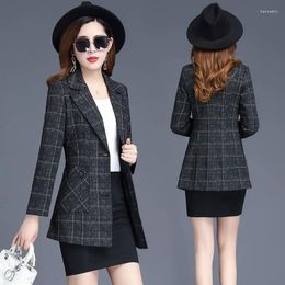 Women's Suits Plaid Suit Female Coats 2023 Spring Autumn Fashion Korean Long Sleeve Blazers Women Jacket Casual Loose Ladies Overcoat Tops