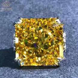 Wedding Rings WUIHA Top Quality 925 Sterling Silver 3EX 20CT VVS Yellow Created Molten Silica Wedding Engagement Ring Exquisite Jewellery 230724