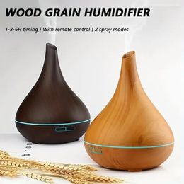 1pc Air Humidifier, Wooden Grain Humidifers, Essential Oil Diffuser Aroma Diffuser With Colourful Night Lights, Remote Control, Timing Function