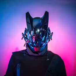 Handmade custom Cyberpunk Cosplay Hellboy Retaliation Shinobi Horns mask Black Samurai Masks Halloween Party Coolplay Gift