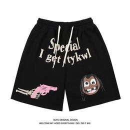 Summer Shorts Gun Element Print Women Man Knee Pants Harajuku female Loose High Waist Five Point Pants Cartoon y2k Man Shorts