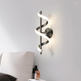 Wall Lamp Minimalist LED Nordic Bedroom Bedside Sconce Black White Gold Decorative Lighting Living Room Corridor Indoor Fixtures
