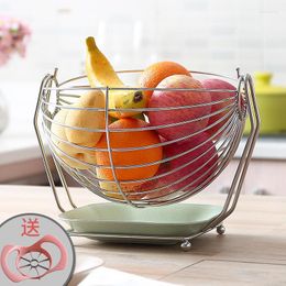 Storage Baskets Creative Stainless Steel Fruit Basket Living Room Tray Home Drain Basin European Candy Plate LB031619