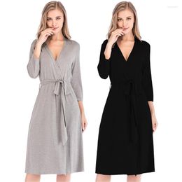 Women's Sleepwear Sexy V-Neck Modal Robe Gowning Female Loose Bathrobe Autumn Casual Home Dress Women Comfort S-XXL Nighty Pyjamas