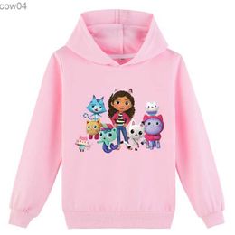 Children Spring Autumn Gabbys Doll House Hoodie Kids Long Sleeve Coats Boys Cartoon Gabbys Cats Sweatshirt Girls Casual Clothes L230625